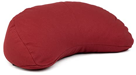 Bodhi Meditationskissen Halbmond Mini | Yogi MOND ECO | 100% Bio-Baumwollbezug | Yogakissen halbmondförmig mit Buchweizenfüllung | Halbmondkissen für Yoga & Meditation | Bordeaux