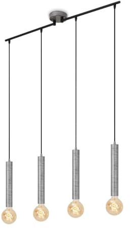 BRILONER Leuchten – Pendelleuchte retro, Pendellampe, vintage, Hängelampe, Esszimmerlampe, E27 Fassung, Silver-Crafted, 850x100x1100 mm (LxBxH)