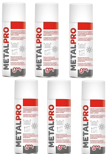 Magazzini GM METALPRO, Spray Protettivo Antigraffio e Antiossidante per Metalli, Effetto Semi Lucido, Barriera Idrorepellente, Rivestimento UV, 400ml (6)