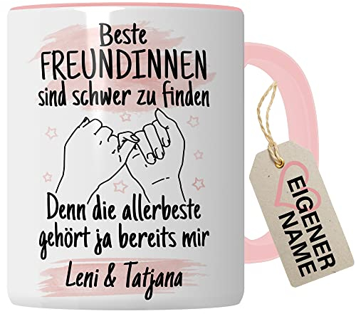Tasse beste Freundin personalisiert Geschenke - Beste Freundinnen sind schwer zu finden - Geburtstags-Geschenk für Freundin eigene Namen - Frauen personalisieren Kaffee-Becher
