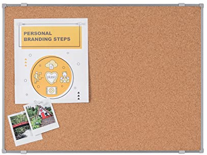 BoardsPlus Economy Tableau en liège, 60 x 45 cm, cadre en Tech Alloy gris