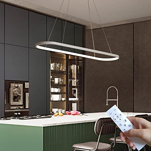 DIDADIDA büro ovale hängeleuchte led pendelleuchten höhenverstellbaresstisch kiiche lampe hängend Weiß, Schwarz, Gold 90/120 cm (Weiß, 120CM)