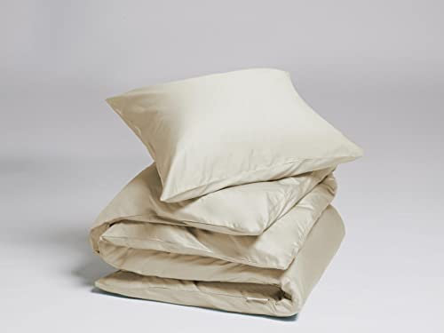 Yumeko Bettwäscheset Baumwollsatin Sandy Grau 155x220 + 1/80x80 - Fairtrade | GOTS