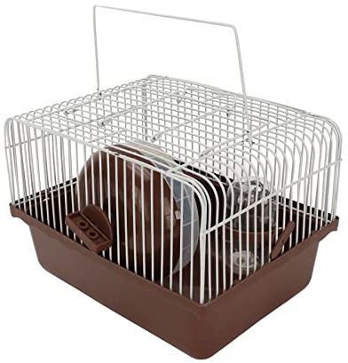 Tnfeeon Hamsterkäfig, Tragbar, Outdoor-Übung, Hofzaun, Obere Abdeckung, Fluchtschutz, Hamsterkäfig, Atmungsaktiv, Tragbar, Kleintierhaus mit Laufrad Die Farbe des Laufrades ist zufällig