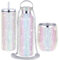 Rtteri 3 Pcs Bling Water Bottle Rhinestone Stainless Steel Bling Cup Stemless Glitter Tumbler Insulated Rhinestone Tumbler with Chain, Lid and Straw for Women Coffee Martini Wine Cups (Silver)