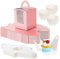 Fippy 50 Pieces Single Cupcake Boxes with 100 Pieces Paper Cupcake Cases, Individual Bakery Boxes with Handle and Clear Window, Small Cakes Boxes for Cupcake Pastry Cookies Desserts, Pink