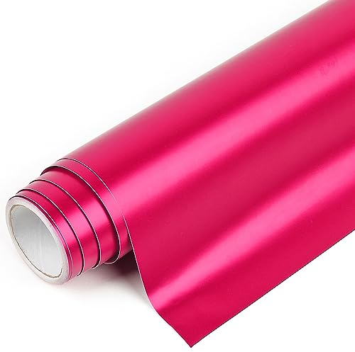 IModeur 7Ft Galvanisiert Plotterfolie Vinyl Rose Rot - 30,5cm x 214cm Vinylfolie Plotter Rot für Cricut und Silhouette Cameo, Selbstklebendes Vinyl für Scrapbooking, Schilder und mehr