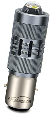 Ruiandsion BA20D LED Bulb Motorcycle Headlight H6 White AC 12-36V / DC 12-80V LED Bulb Super Bright 3000LM with Projector Lens for Motorbike Headlamp, Non-polarity