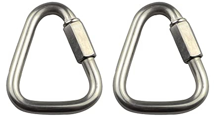 2 Stück Karabinerhaken, Edelstahl 304 Dreieckige Karabinerhaken Klein Schnellverbindung Strapazierfähig für Camping, Wandern, Reisen, Angeln, Rucksack - 5mm