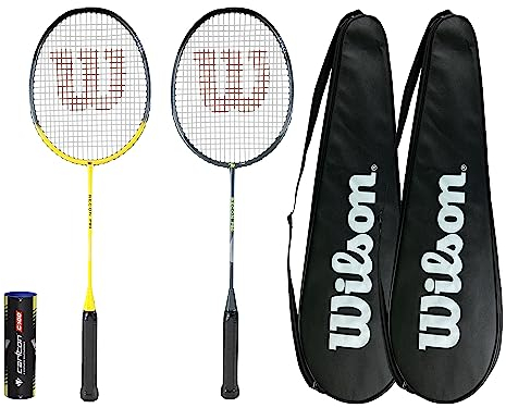 Wilson Recon Badminton-Schläger-Set mit Schutzhüllen und 6 Shuttles