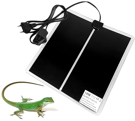 FENYW Terrarium Heizmatte, 7/14/23W Einstellbar Reptile Heizmatte, Nicht-Klebendes Reptile Wärmekissen mit Temperaturregelung für Reptilien, Schlangen, Eidechse, Gecko, Einsiedlerkrebs (14W-28*28cm)