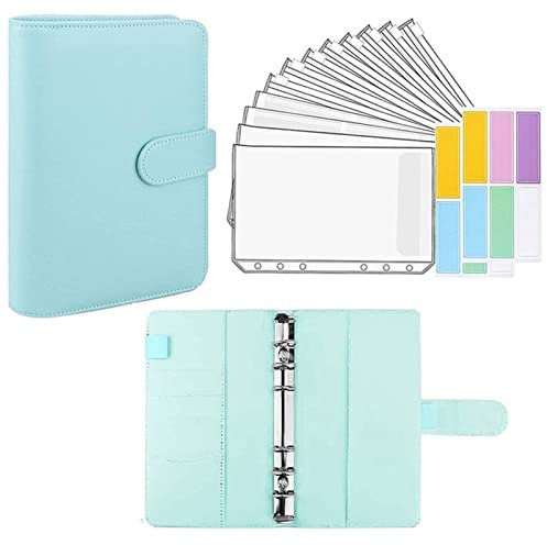 Latex Bindemittel A6 Bindemittel und 12 transparente Umschläge System Budget Planung Notepad Binder Bindemittel Geldumschlag Geldumschlag Bindemittel (Size : Blue)
