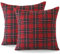 Ohok Dekorativ Vintage Kissenbezug, Polyester Leinen Plaid Zierkissenbezüge, Deko Sofakissen Couchkissen Kissenhülle Set für Schlafzimmer Wohnzimmer Sofa Couch Auto (60x60 cm, 2 Stück Weihnachten)