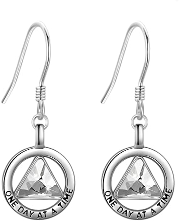 AA Geschenk Ohrringe Sterling Silber Alkoholiker Anonyme Wiederherstellung Symbol Ohrringe AA Nüchternheit Schmuck Geschenk für Damen Frauen (AA Ohrringe)