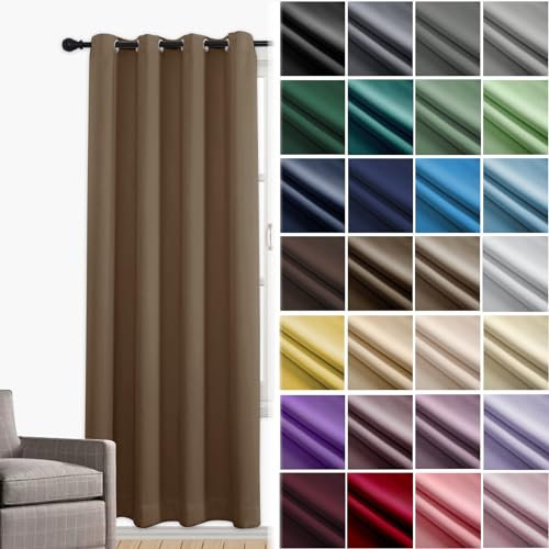 JRUI Rideau Occultant à Œillets - Thermique, Opaque, Isolant Phonique pour Porte, Dressing, Chambre, Salon, Balcon - 100 x 240cm (L x H) Curry