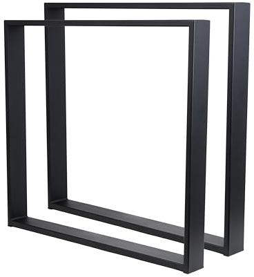 FERRO modern design Tischbeine Metall Schwarz 72 cm Hoch - Tischfüße Stahl 2mm Dick - Tischgestell mit 8mm Löchern - Tischkufen mit Kunststoffkappen