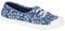 Dek Womens/Girls Low Cut Canvas Shoes/Slip On Pumps with Elastic Lace All White (Navy Floral, UK Footwear Size System, Adult, Women, Numeric, Medium, 5), Bal-01