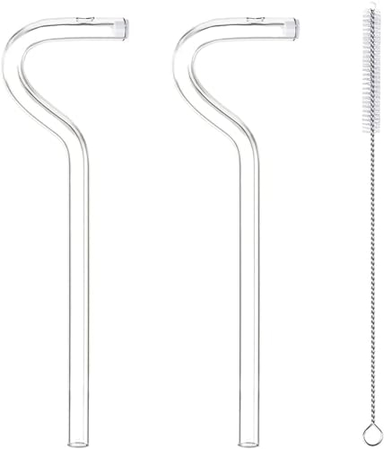 Paille à lèvres anti-rides avec 2 brosses de nettoyage - Paille à boire anti-rides, pailles de flûte en verre épaississantes à boire (Color : 2pc)