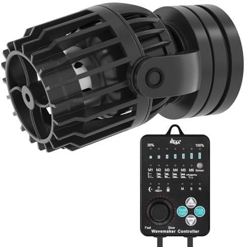 AQQA Strömungspumpe Aquarium, DC 23W 8000 L/h Powerhead, 6 Wellenmodi & Einstellbarer Durchfluss, Leise Aquarium Strömungspumpe mit Starker Magnetischer Basis für 350-1000L Tank