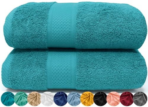 LEBENGOOD Juego de Toallas de Baño 100% Algodón Premium 550gsm | 2 Toallas Grandes (70x130 cm) | Suaves, Absorbentes y Resistentes | Set de Toallas de Ducha para Hogar, Hotel y Gym (2 70X130 Ocean)