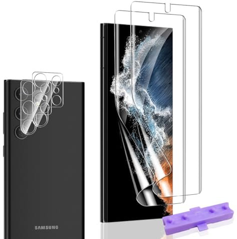 Bekiikoo Schutzfolie für Samsung Galaxy S22 Ultra und Panzer Schutz Glas Kamera [2+2 Stück], Blasenfreie, Anti- Kratzer, HD Weich TPU Folie, Panzerfolie für Samsung Galaxy S22 Ultra Schutzfolie