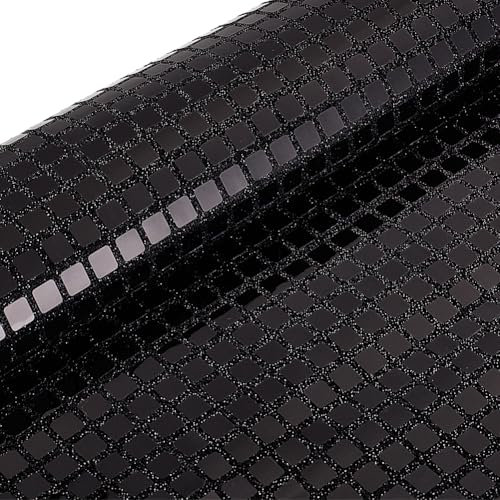MAYJOYDIY 1m×130cm Schwarz Metallic Folie Disco Ball Spiegel Stoff Quadrat Tüll Pailletten Stoff Pailletten Bühne Dekoration Stoff für Nähen Kleid Handwerk Tanz Kostüm Dekor