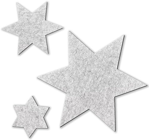 MIQIO® Design Filz Sterne 3er Set I 29 cm/ 16cm / 11 cm I Winter Weihnachten Tischdeko I nachhaltige Oekotex Untersetzer für Gläser, Kerzen, Vasen I hellgrau