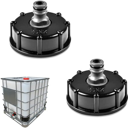 HAFRILY IBC Tankdeckel Adapter,IBC Adapter Zubehör S60x6 1/2 Schnuller-Ventiladapter für IBC Container Anschluss von Gartenschläuchen IBC-Wassertanks,Regenwassertanks (2 Stück)