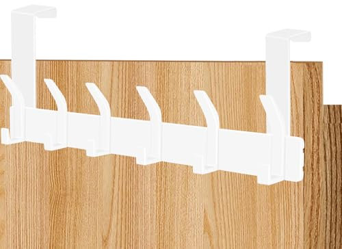 AUXHCYL Appendiabiti da Porta, Attaccapanni da Porta per Salvaspazio, Appendino con 6 Ganci ad Anta, Appendiabiti per Cappotti e Vestiti (Bianco)