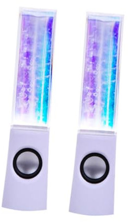 HOMSFOU LED Fountain Speaker Moving Water Colour Changing Light Show Mini Speaker for Laptops Smartphones White