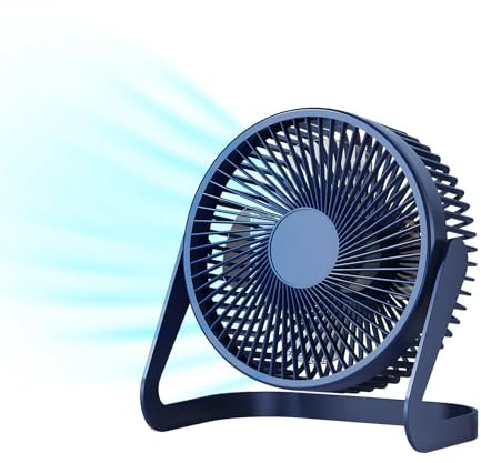 FUNJEO F06 USB Powered Desk Fan,6.5 inch,Powerful 2 Speeds,360 Degree Rotation,for Work/Study/Indoor (Blue)