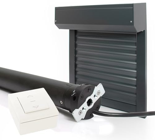 Kit Volet Roulant Electrique Filaire Ajustable en Aluminium - Montage Facile , Pour Fenêtre- H 155 cm x L 120 cm