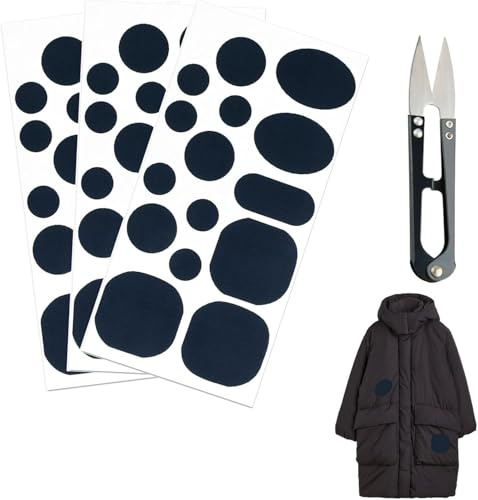 Selbstklebende Reparaturflicken für Daunenjacken,Nylon Reparatur Flicken,Daunenjacke Reparaturflicken,Daunenjacke Patches Reparatur,Wasserdichtes Selbstklebend Stoff,3 Blatt,mit Schere (Dunkelblau)