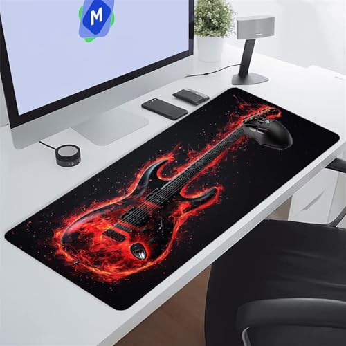 Tapis de Souris XXL Gaming 900x400x2 mm Guitare Grand Tapis de Souris Gamer avec Base antidérapante Grand Tapis de Bureau Haute précision et Vitesse pour Jeux/Bureau/Maison