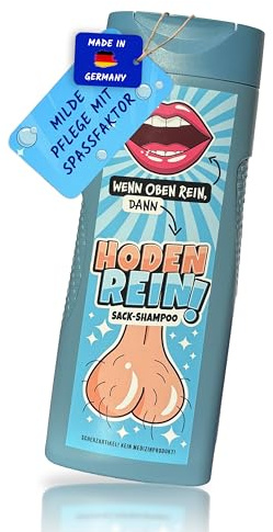 Hoden rein - wenn oben rein! – Lustiges Männer Shampoo | Witziges Geschenk für Männer, JGA, Vatertag, Geburtstag | Männerpflege mit Humor | Fun Duschgel & Scherzartikel für echte Kerle