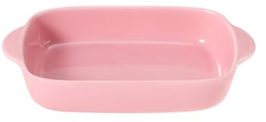 Casserole Dish for Oven – Small Deep Porcelain Ceramic Baking Dish for 1 Person – Rectangular Lasagna Pan with Handles for Baking, Roasting & Serving – Microwave & Dishwasher Safe – Pink