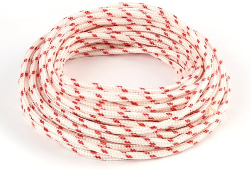 Corde de Démarrage Tondeuse 10 m Sans Poignée, Cordon Lanceur 4 mm pour Tronçonneuse, Débroussailleuse, Coupe-Bordures