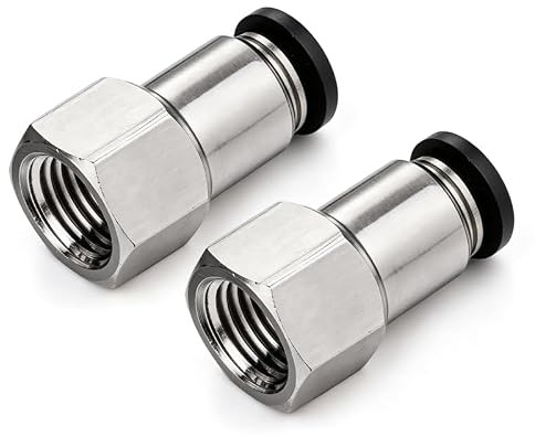 2 Pièces Raccord Pneumatique à Encastrement, Connecteur Droit Femelle pour Tuyau d'Air - Tube OD 4-8mm avec Filetage BSP 1/8-1/2
