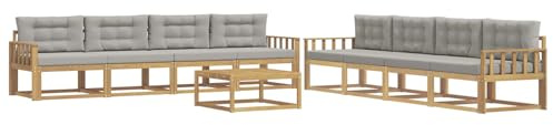 vidaXL Outdoor-Sofagarnitur 9 pcs Weiß und Hellgrau 79 x 79 x 37 cm, Garten-Sofa Set, modulare Lounge für draussen, wetterfestes Mobiliar, robuster Pool-Bereich