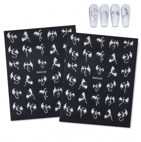 Cesujowaz 2er Set Halloween Nagelsticker 5D Fledermaus Design | 5D Nagelsticker selbstklebend mit Halloween Fledermaus Design, einfache Nail Art Deko für Zuhause und Salon