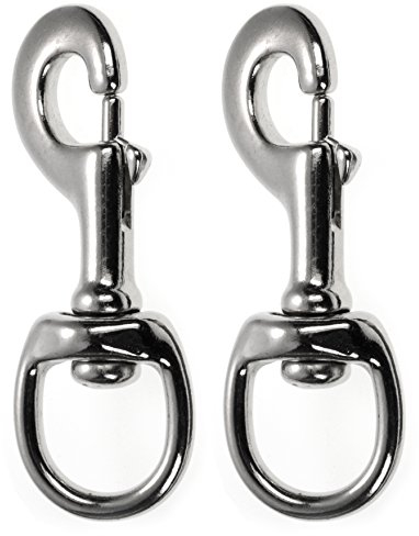 Ganzoo moschettoni con snodo girevole, lunghezza 100 mm, set di 2 pezzi, moschettoni con chiusura a bullone, moschettoni a scatto, in lega di zinco, per guinzaglio per cani, colore: argento