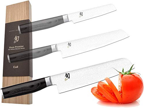 Kai Shun Premier Tim Mälzer Minamo Couteau Santoku couteau d'office lame couteau office en acier damassé + prymo Protection 3) Santoku 18cm 1) Messer OHNE Gravur