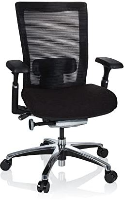 hjh OFFICE 657651 Profi Bürostuhl NOVA PRO Stoff Schwarz Schreibtischstuhl ergonomisch mit Netzrücken