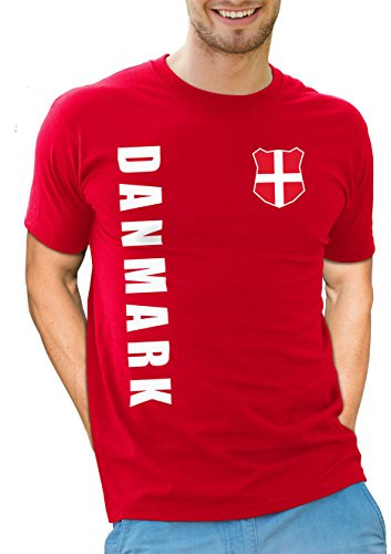 Dänemark T-Shirt mit Wunschname & Nummer Herren Trikot Danmark Fanshirt Fussball EM WM