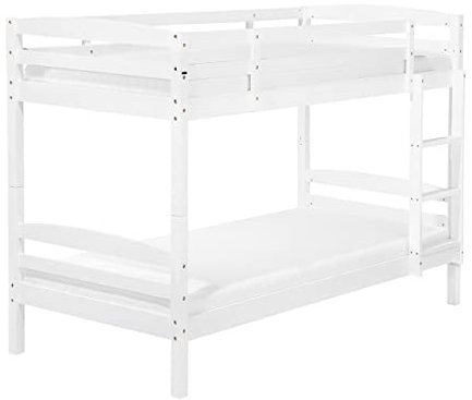 Beliani Bunk Bed 3' EU Single 2 Person Kids Bedroom High Sleeper White Pine Wood Regat