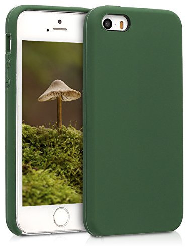 kwmobile Case Compatible with Apple iPhone SE (1.Gen 2016) / iPhone 5 / iPhone 5S Case - TPU Silicone Phone Cover with Soft Finish - Dark Green