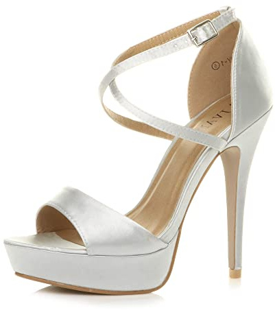 AJVANI Womens ladies platform high heel peep toe cross over strappy sandals shoes size