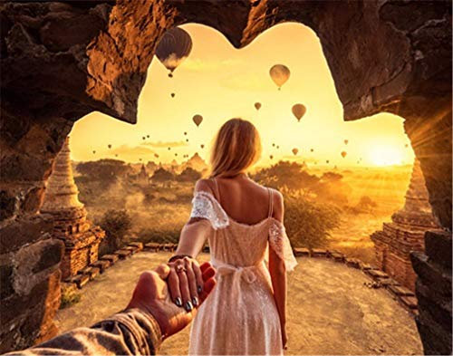 YEESAM ART Paint by Numbers for Adults Beginners Desert Lover Sunset 16x20 inch Linen Canvas Acrylic DIY Number Painting Kits Wall Art Decor Gifts (Without Frame)