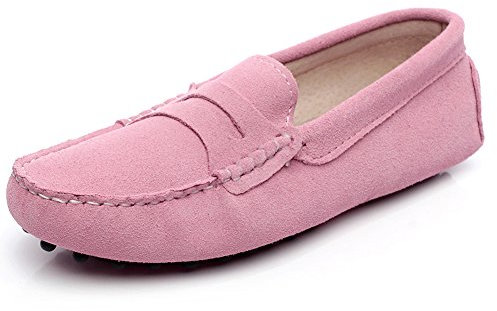 Jamron Donna Classico Scamosciato Penny Mocassini Comfort Fatto a Mano Pantofola Rosa 24208 EU42