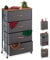 Relaxdays Schubladenschrank mit Rollen, 4 Stoff Schubladen, Deko Stoffschrank, Holzoptik, HBT 93 x 58 x 30 cm, grau